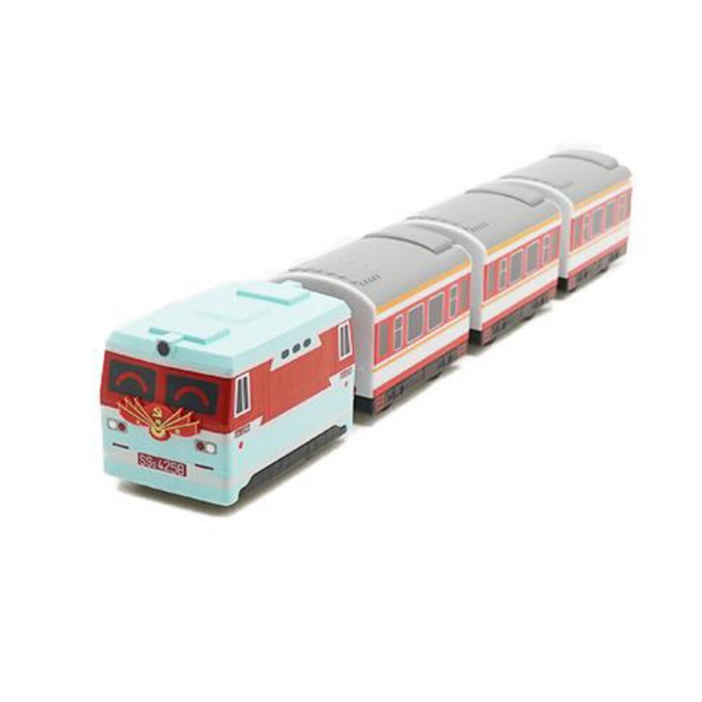 7432820394-中國鐵路列車 韶山6型電力機車 鐵支路4節迴力小列車 迴力車 火車玩具 壓克力盒裝 QV033T1 TR台灣鐵道