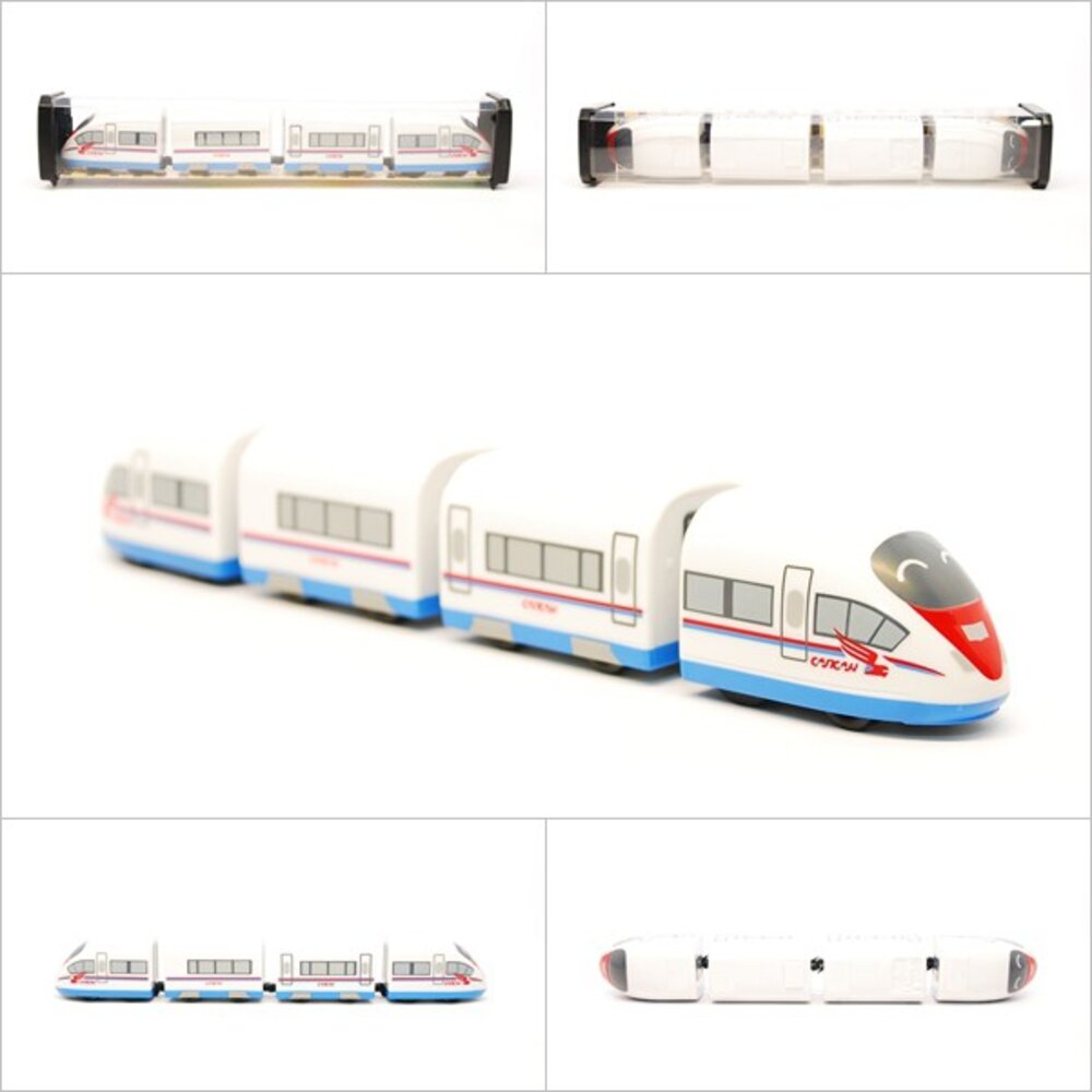 7632819512-俄國高鐵Velaro列車 鐵支路4節迴力小列車 迴力車 火車玩具 壓克力盒裝 QV028T1 TR台灣鐵道