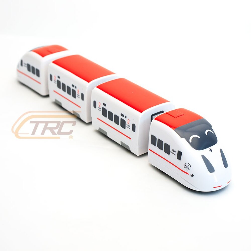 7632821401-日本新幹線列車 800系 鐵支路4節迴力小列車 迴力車 火車玩具 壓克力盒裝 QV041T1 TR台灣鐵道