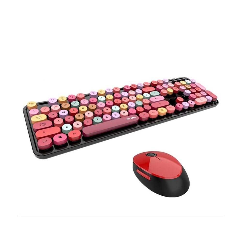 網紅口紅鍵盤滑鼠套裝 送禮 交換禮物 送透明注音鍵盤貼紙 MOFII 送禮-圖片-1