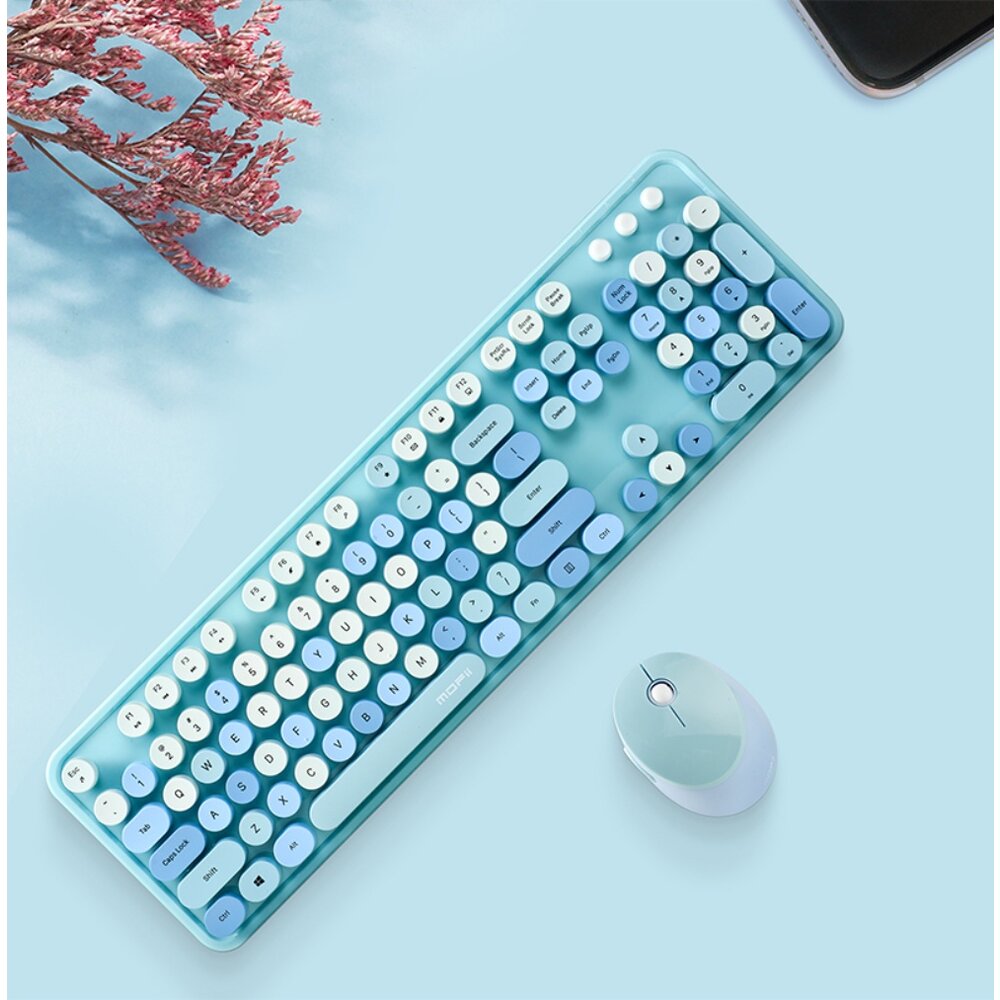 網紅口紅鍵盤滑鼠套裝 送禮 交換禮物 送透明注音鍵盤貼紙 MOFII 送禮-圖片-4