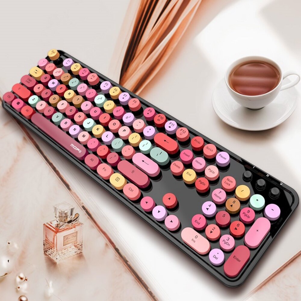 網紅口紅鍵盤滑鼠套裝 送禮 交換禮物 送透明注音鍵盤貼紙 MOFII 送禮-圖片-7