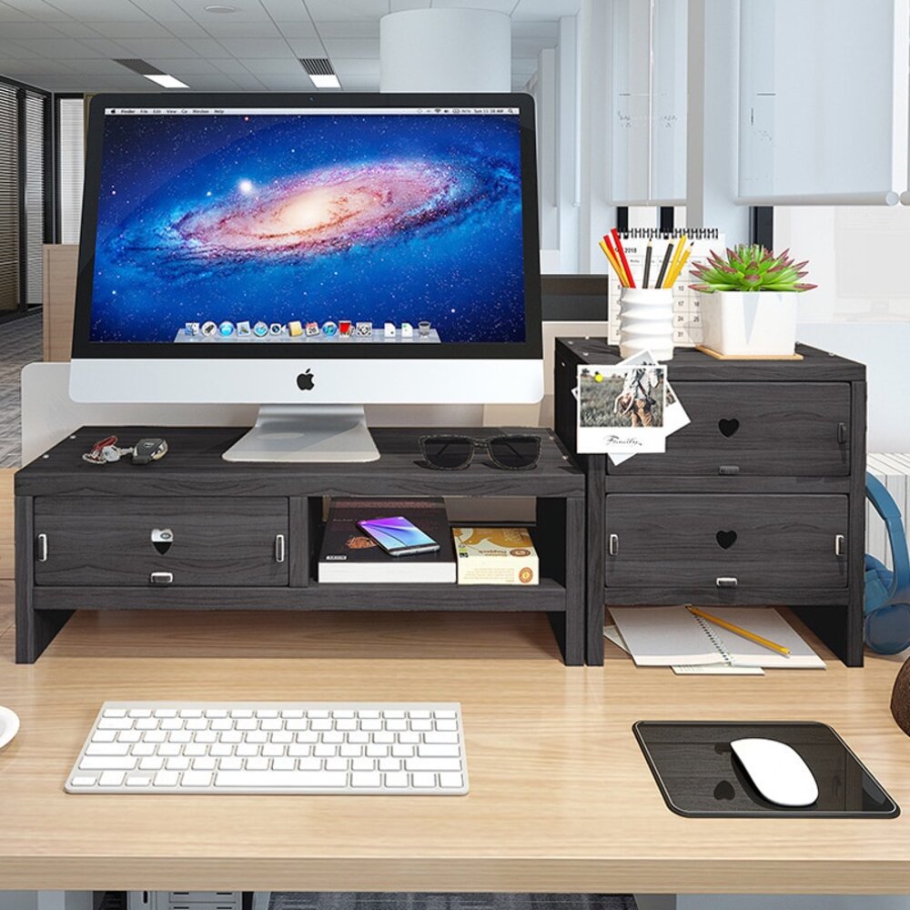 木製電腦增高架 螢幕增高收納架 電腦螢幕增高架木頭 送禮-圖片-2