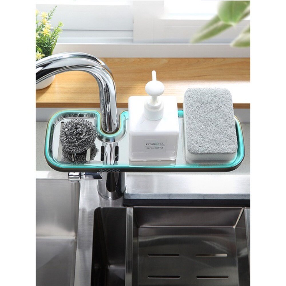 水龍頭置物架 ECOCO 不銹鋼收納架 廚房浴室收納神器 洗碗槽 水槽 瀝水籃 送禮-圖片-2