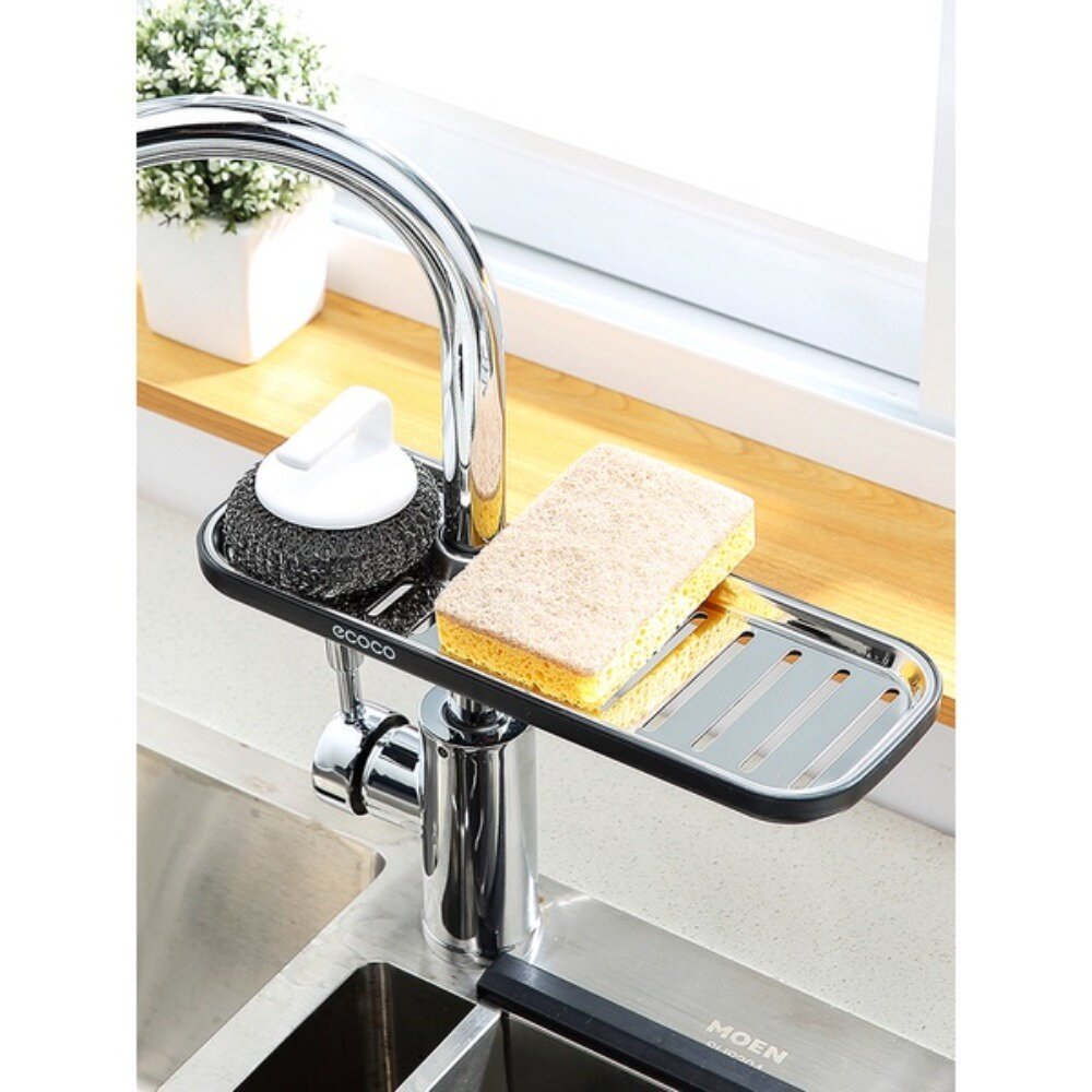 210916-00012-水龍頭置物架 ECOCO 不銹鋼收納架 廚房浴室收納神器 洗碗槽 水槽 瀝水籃 送禮