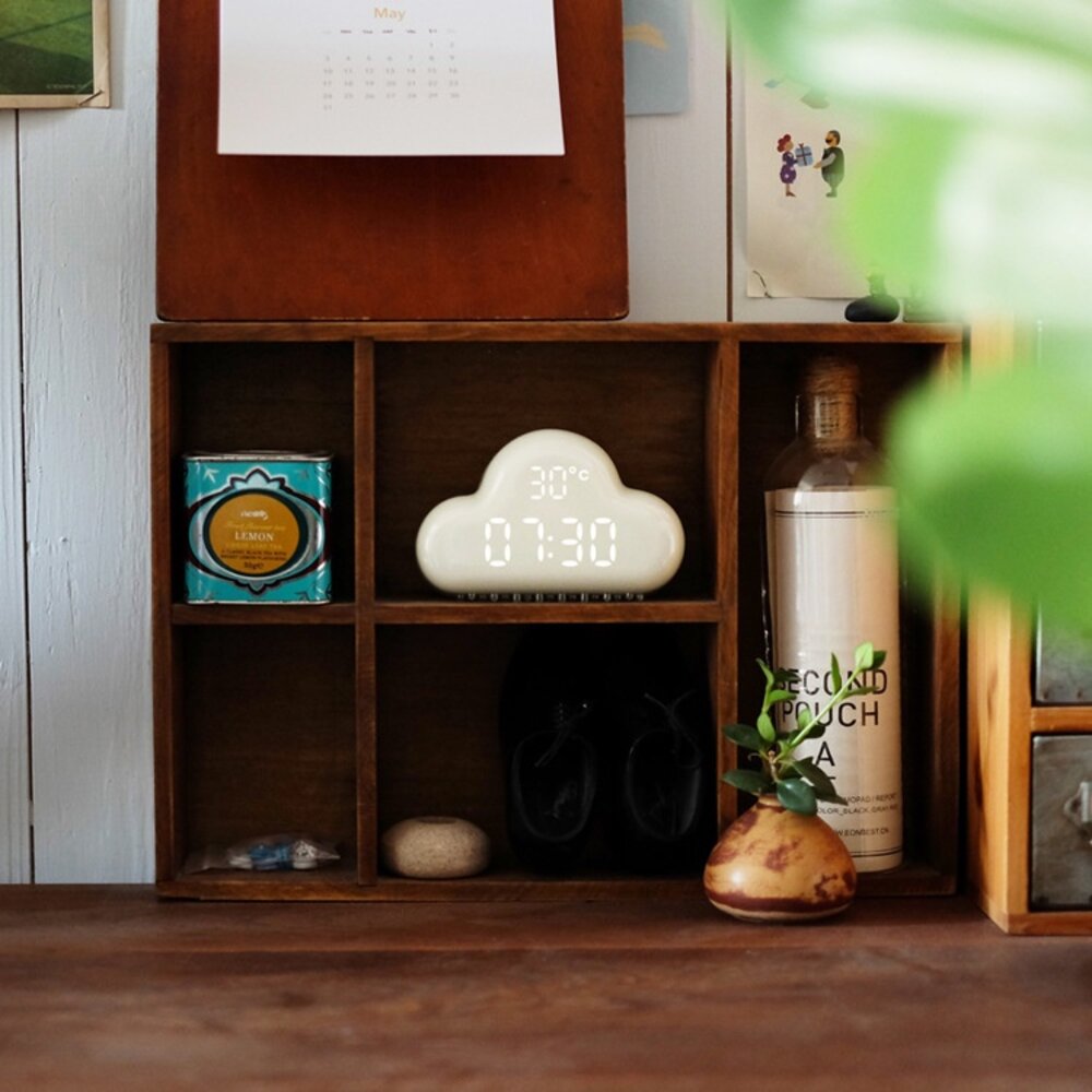 創意雲朵鬧鐘 超靜音LED電子鬧鐘 貪睡聲控鬧鐘 交換禮物首選 送禮-圖片-5