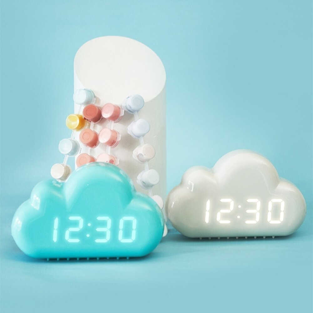 210916-00030-創意雲朵鬧鐘 時鐘 多功能LED數位鬧鐘 智能鬧鐘 夜光時鐘 學生鬧鐘 交換禮物 送禮