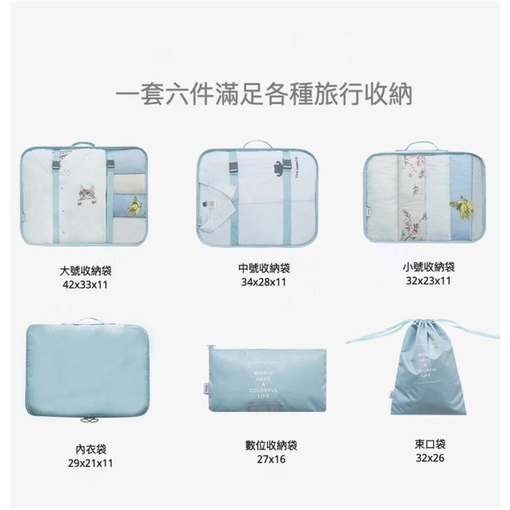 韓風行李收納袋 多功能加大加厚 行李收納包 旅行袋 七件套 送禮-圖片-3