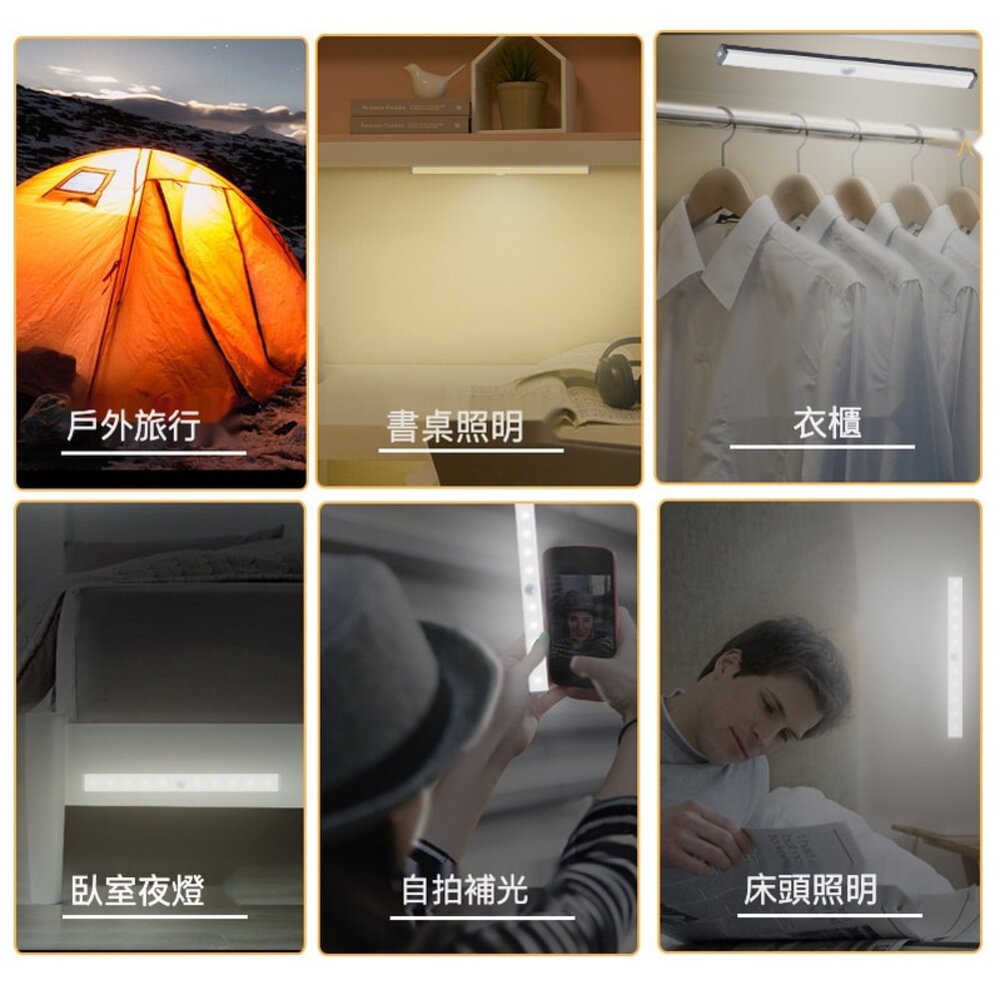 LED感應小夜燈 自動感應 免佈線 充電 衣櫃燈 走廊燈 LED感應燈 送禮-圖片-4