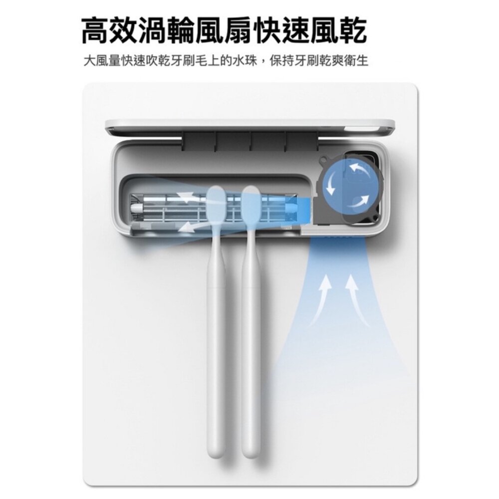 紫外線牙刷消毒架 牙刷收納架 牙刷架 牙刷烘乾 殺菌 置物架 USB充電 免鑽牆 送禮-圖片-5