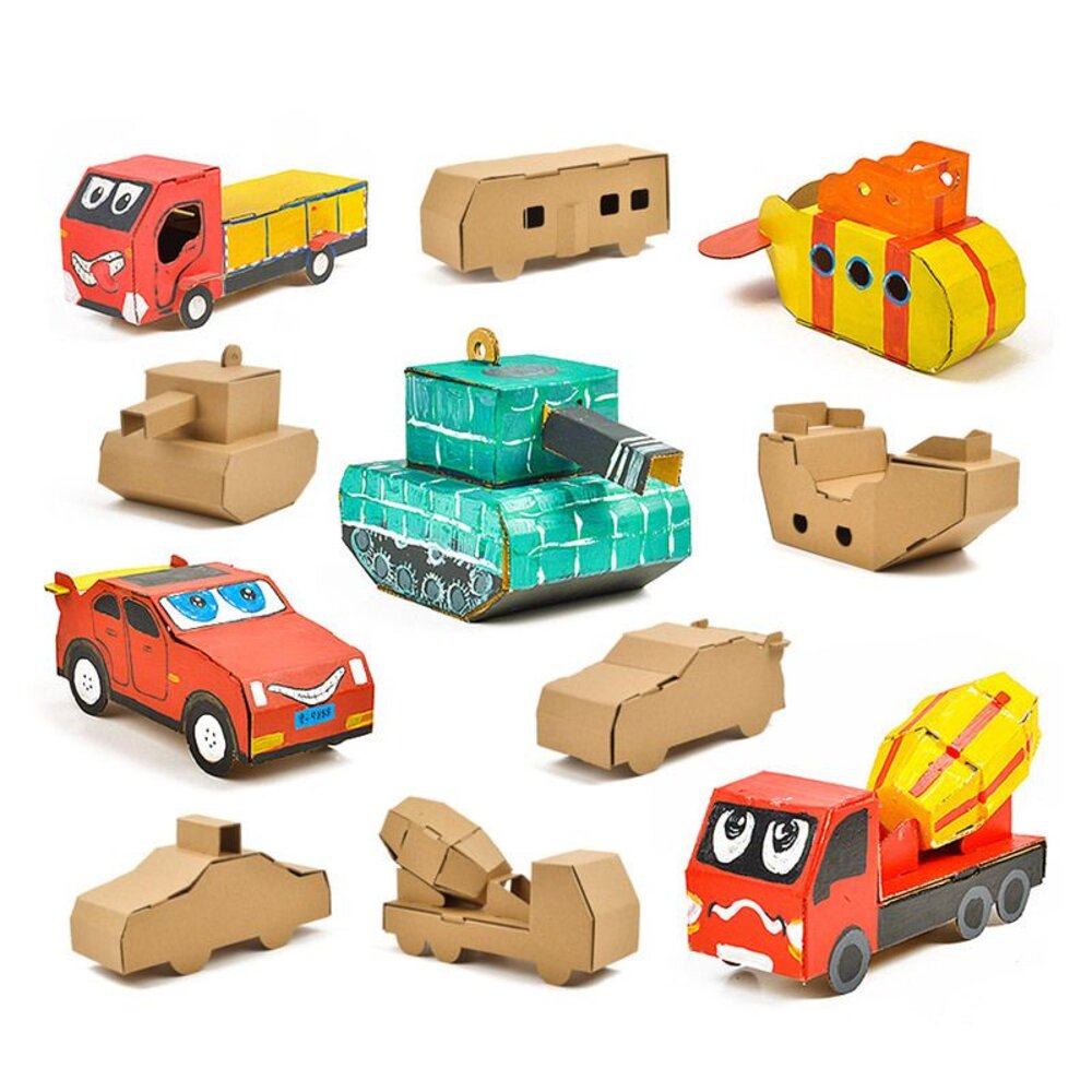 兒童DIY紙箱玩具 手作 教具 紙製小房子 瓦楞紙玩具 塗鴨玩具 幼兒園 安親班 清倉 送禮-圖片-1