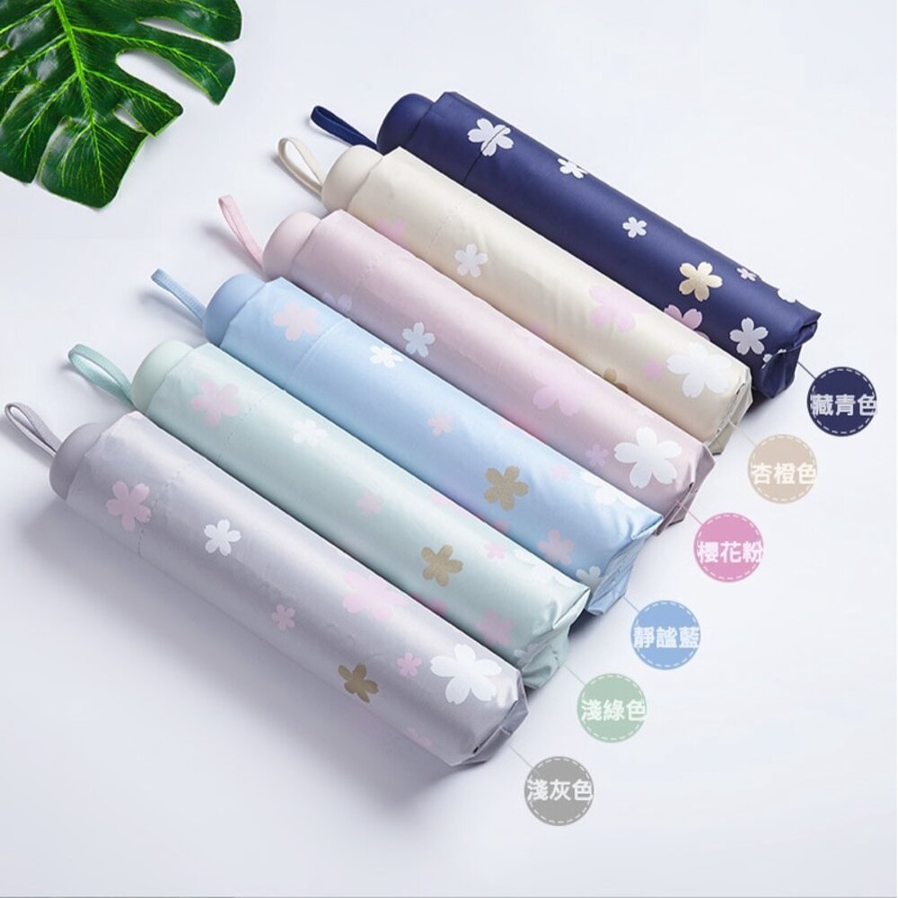 浪漫櫻花反向UV傘 優雅銀膠遮陽傘 黑膠防曬傘 防紫外線 晴雨傘 兩用 三折傘 送禮-圖片-2