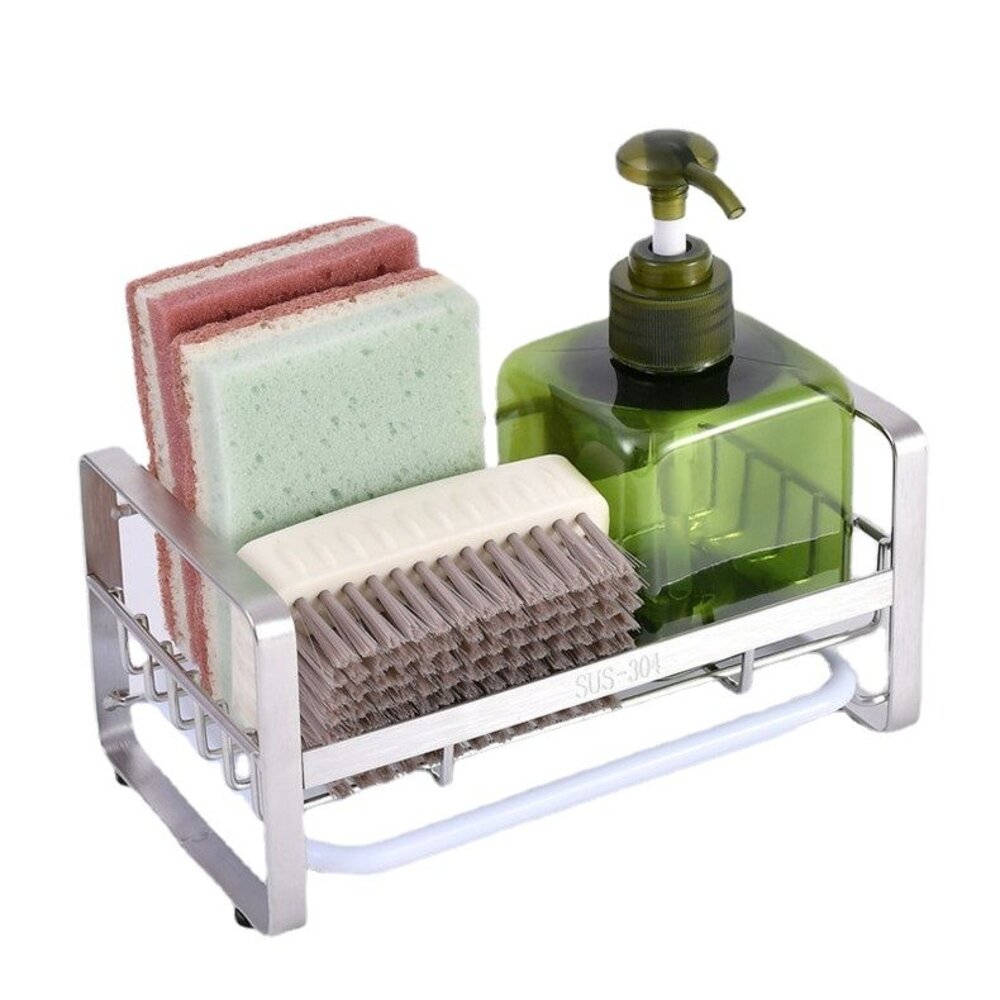 304不鏽鋼瀝水架 海綿菜瓜布瀝水架 抹布菜瓜布收納架 廚房瀝水架 送禮-圖片-1