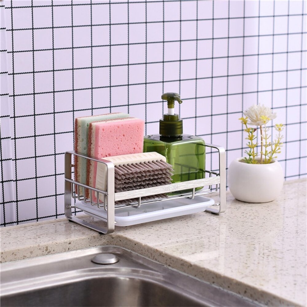 304不鏽鋼瀝水架 海綿菜瓜布瀝水架 抹布菜瓜布收納架 廚房瀝水架 送禮-圖片-6