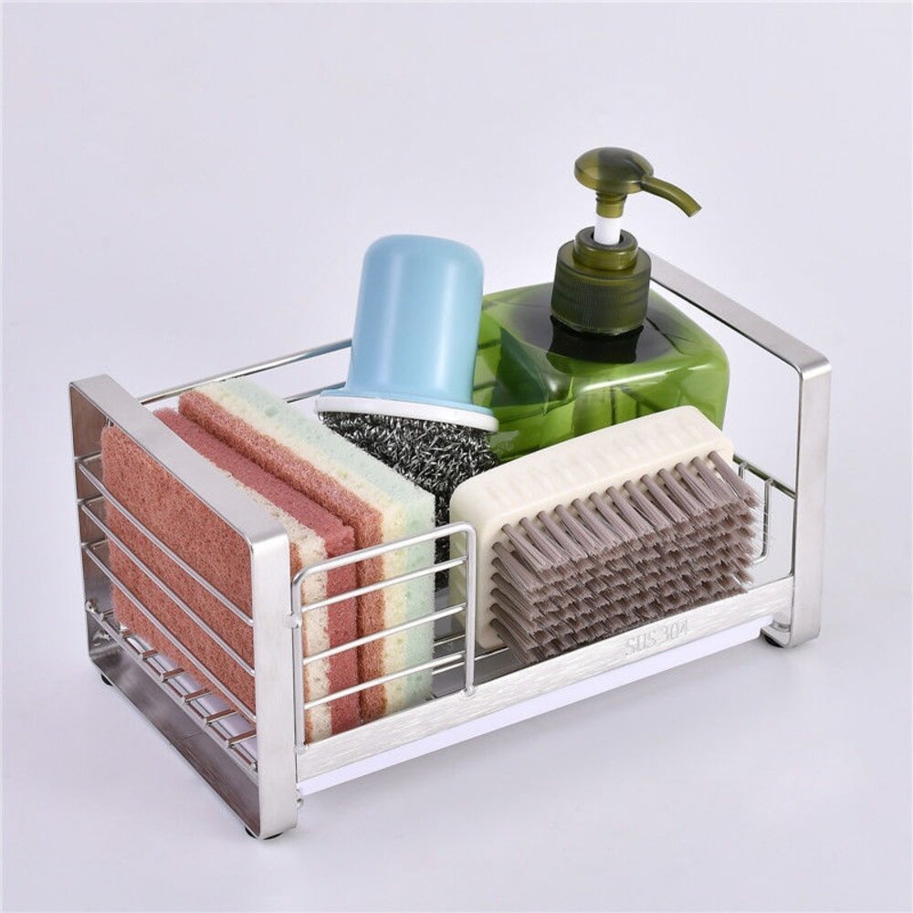 304不鏽鋼瀝水架 海綿菜瓜布瀝水架 抹布菜瓜布收納架 廚房瀝水架 送禮-圖片-7