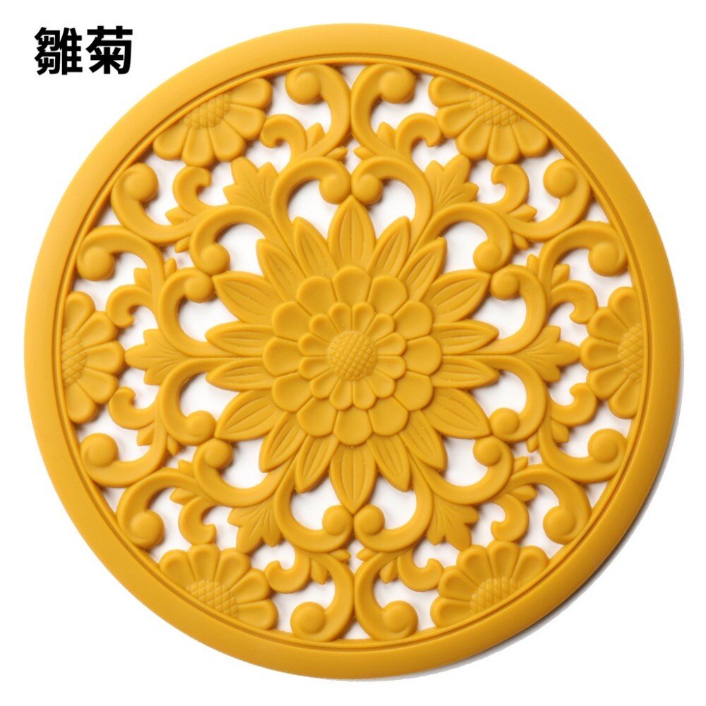 鏤空花卉造型隔熱墊 精美鏤空隔熱墊 古典花卉隔熱墊 矽膠隔熱墊 耐高溫防燙碗墊 送禮-圖片-12