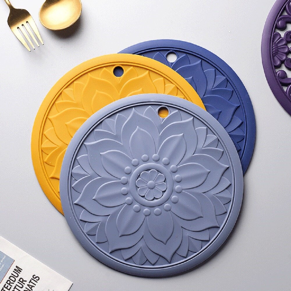 鏤空花卉造型隔熱墊 精美鏤空隔熱墊 古典花卉隔熱墊 矽膠隔熱墊 耐高溫防燙碗墊 送禮-圖片-7