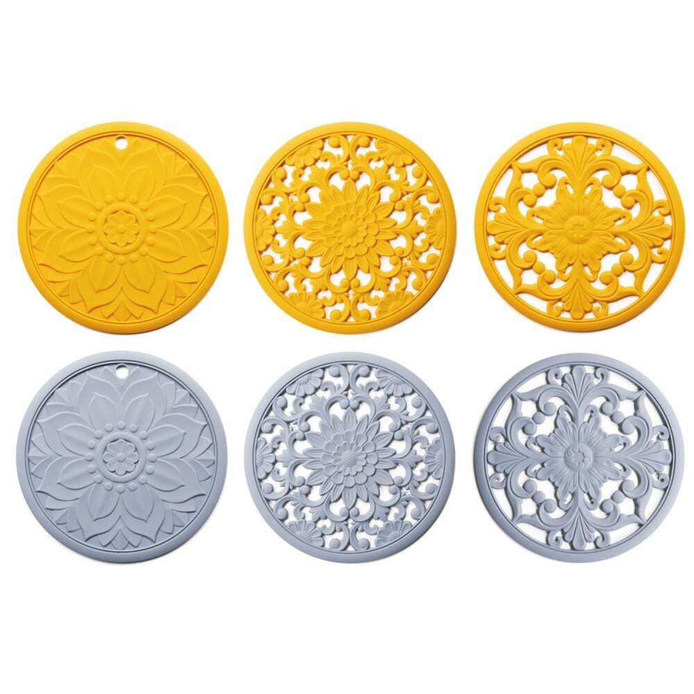 鏤空花卉造型隔熱墊 精美鏤空隔熱墊 古典花卉隔熱墊 矽膠隔熱墊 耐高溫防燙碗墊 送禮-圖片-9