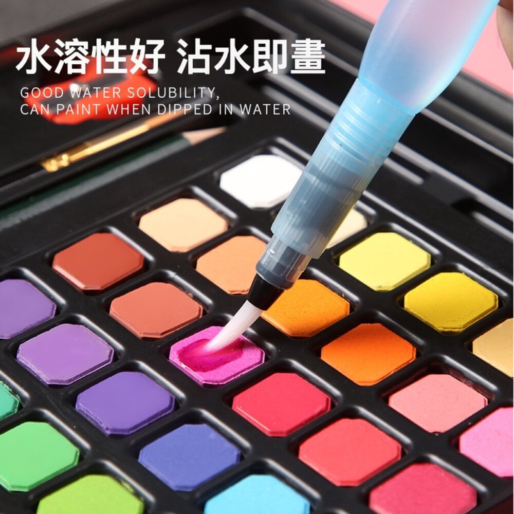 固體水彩顏料 水彩粉餅組 36色 48色 水彩鐵盒組 水彩初學者 水彩工具 送禮-圖片-6