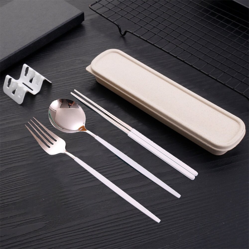 攜帶式不鏽鋼餐具組  304不鏽鋼 北歐風環保餐具組 湯匙筷子叉子三件組 交換禮物 送禮 送禮-圖片-11
