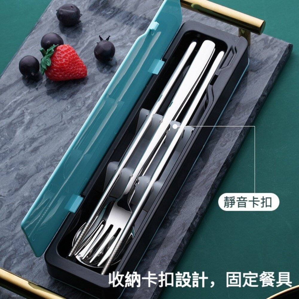 攜帶式不鏽鋼餐具組  304不鏽鋼 北歐風環保餐具組 湯匙筷子叉子三件組 交換禮物 送禮 送禮-圖片-4