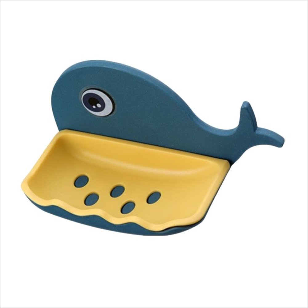 免鑽孔鯨魚造型肥皂架 浴室瀝水肥皂盒 可愛壁掛式置物架 浴廁置物架 瀝水架 送禮-圖片-1