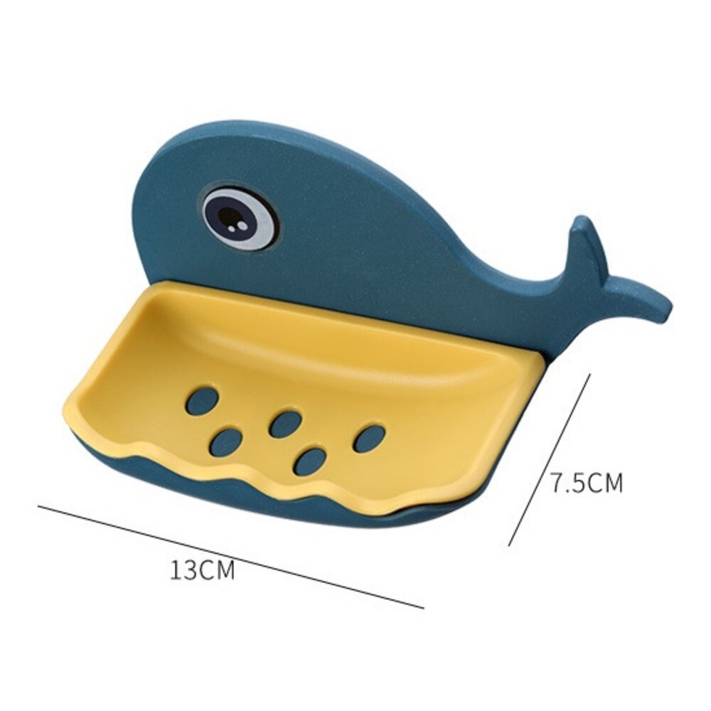 免鑽孔鯨魚造型肥皂架 浴室瀝水肥皂盒 可愛壁掛式置物架 浴廁置物架 瀝水架 送禮-圖片-5