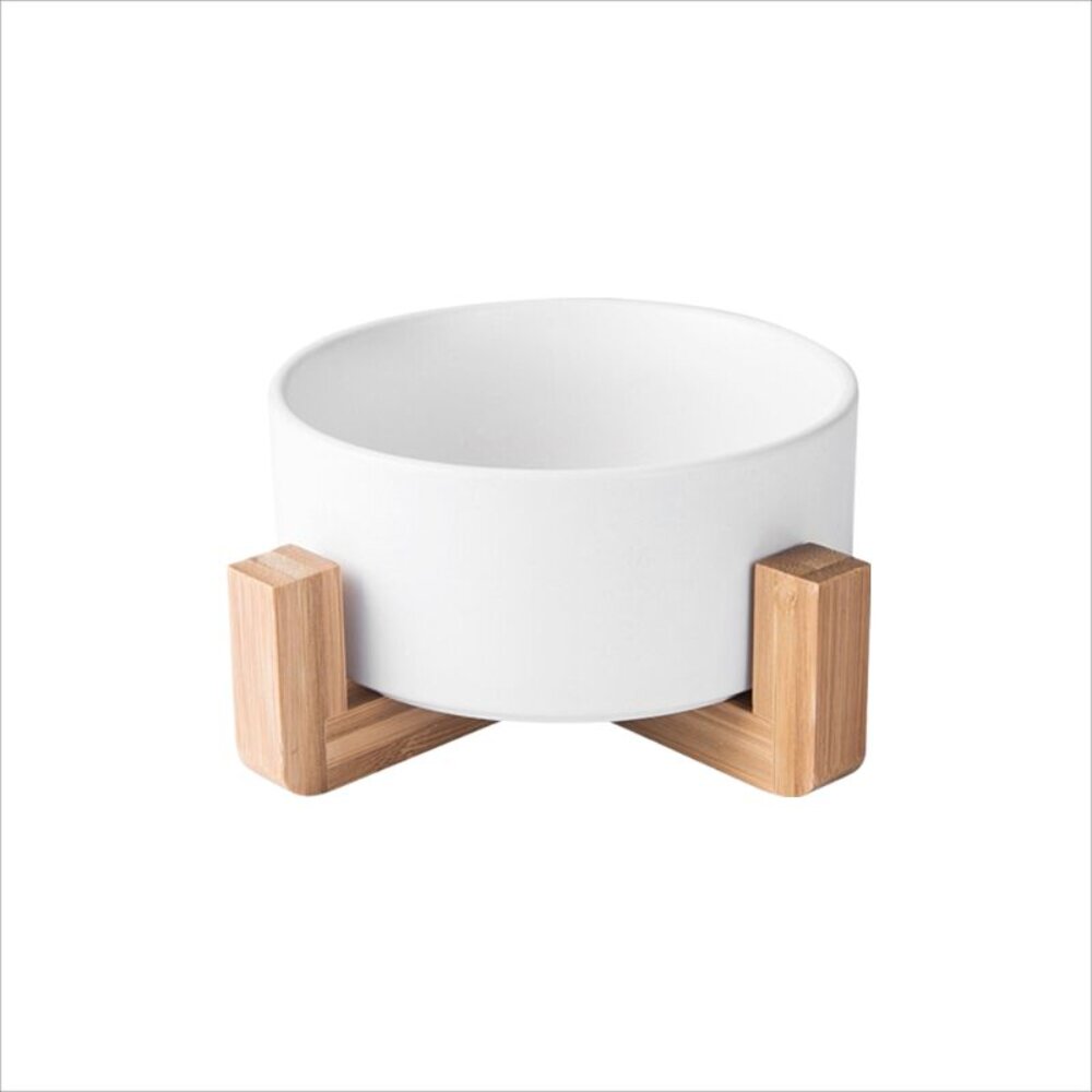 北歐風多用途木架陶瓷 花盆木架 木架沙發碗 木架寵物碗 陶瓷花盆 水培花盆 微波烤箱碗 送禮-圖片-1