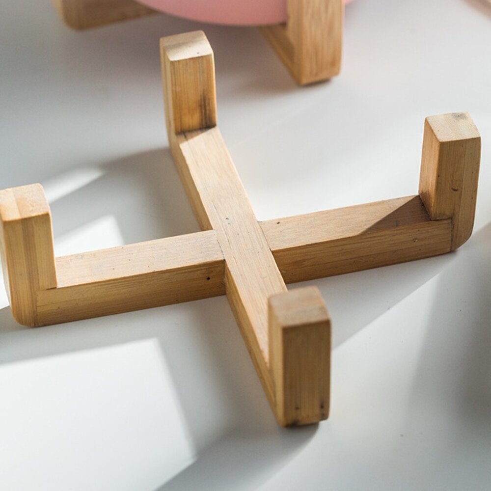 北歐風多用途木架陶瓷 花盆木架 木架沙發碗 木架寵物碗 陶瓷花盆 水培花盆 微波烤箱碗 送禮-圖片-7