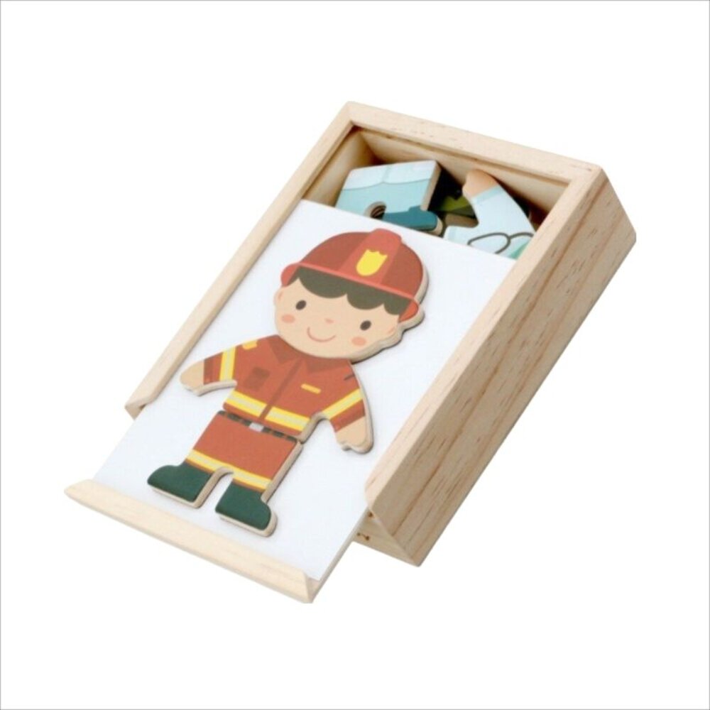 兒童磁性換衣益智拼圖 職業拼圖 益智立體拼圖 積木拼圖 木製玩具 送禮-圖片-1