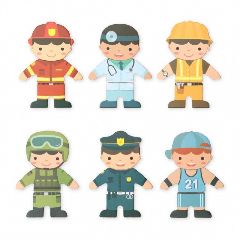 兒童磁性換衣益智拼圖 職業拼圖 益智立體拼圖 積木拼圖 木製玩具 送禮-圖片-5