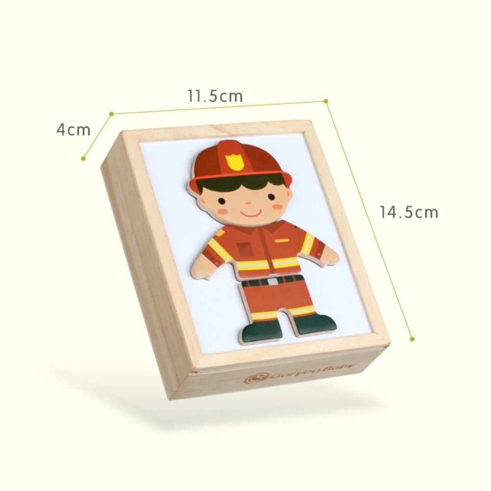 兒童磁性換衣益智拼圖 職業拼圖 益智立體拼圖 積木拼圖 木製玩具 送禮-圖片-7