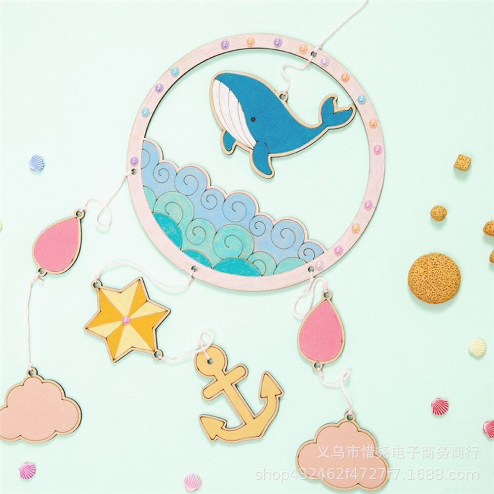 捕夢網DIY材料包 手工diy 捕夢網材料組 幼兒玩具 塗鴉風鈴掛飾 捕夢網 禮物 送禮-圖片-3