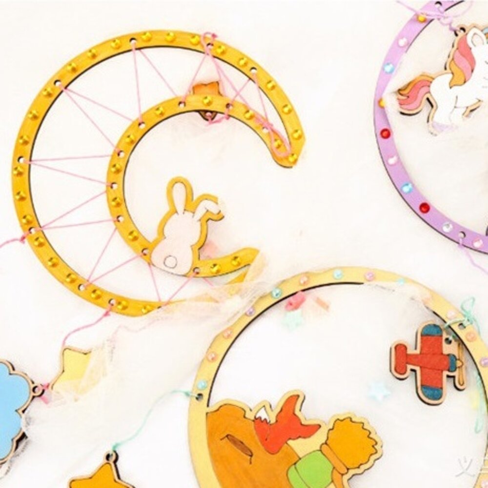 捕夢網DIY材料包 手工diy 捕夢網材料組 幼兒玩具 塗鴉風鈴掛飾 捕夢網 禮物 送禮-圖片-4