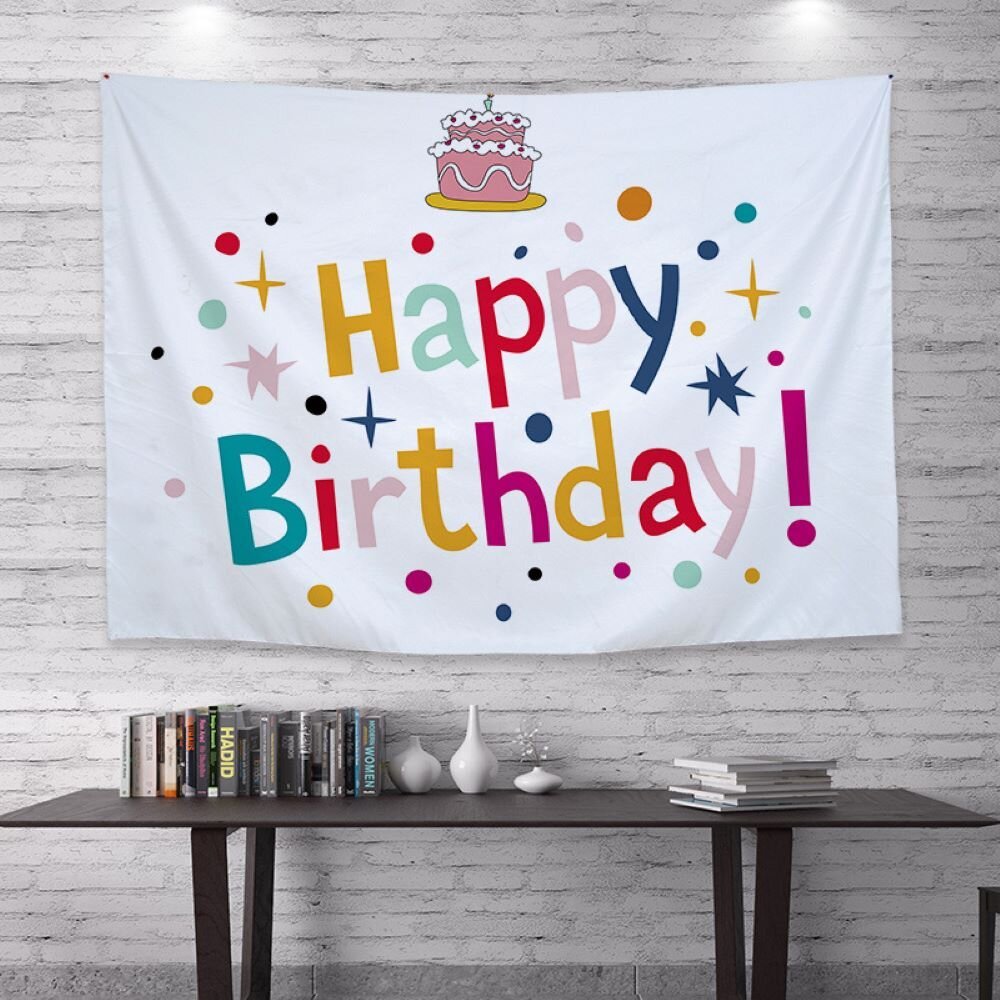 兒童派對生日掛毯 拍照背景布 生日掛布 兒童派對裝飾 背景牆拍照 生日派對裝飾 生日佈置 送禮-圖片-2