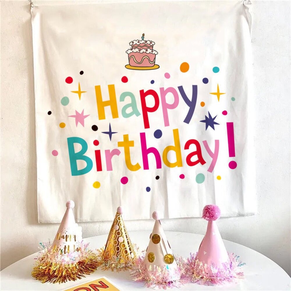 兒童派對生日掛毯 拍照背景布 生日掛布 兒童派對裝飾 背景牆拍照 生日派對裝飾 生日佈置 送禮-圖片-4