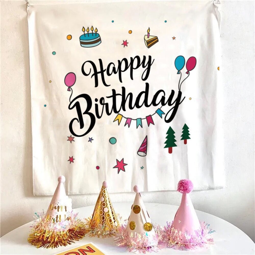 兒童派對生日掛毯 拍照背景布 生日掛布 兒童派對裝飾 背景牆拍照 生日派對裝飾 生日佈置 送禮-圖片-6
