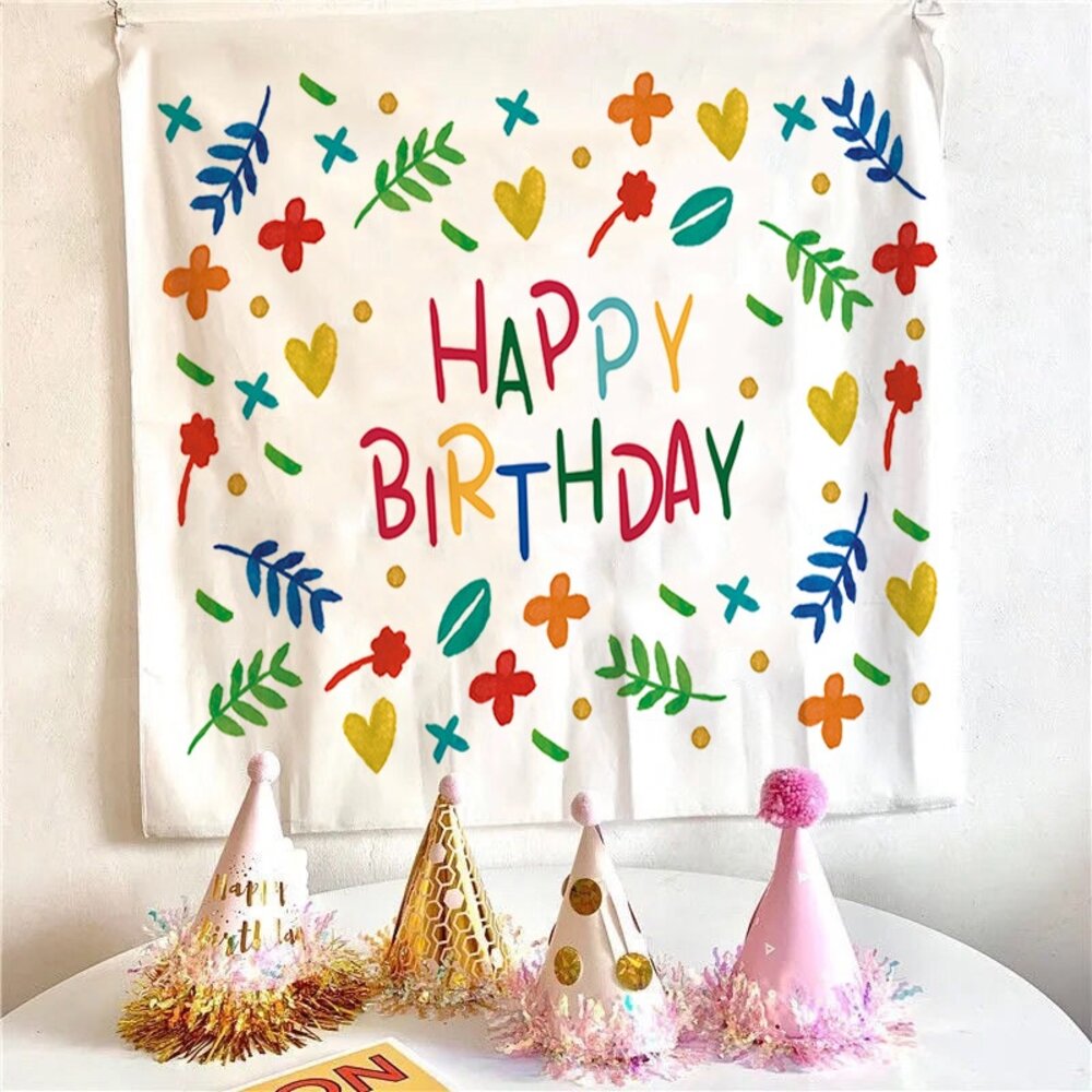 兒童派對生日掛毯 拍照背景布 生日掛布 兒童派對裝飾 背景牆拍照 生日派對裝飾 生日佈置 送禮-圖片-7