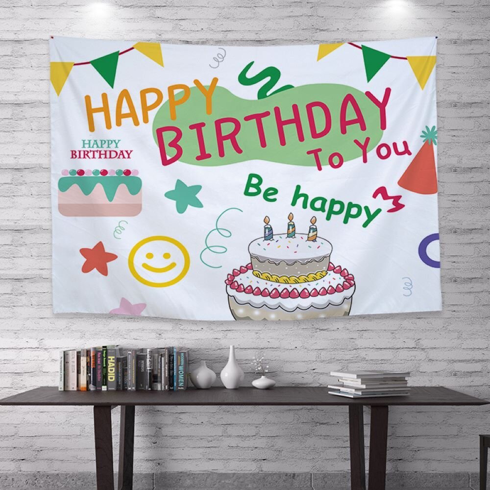 兒童派對生日掛毯 拍照背景布 生日掛布 兒童派對裝飾 背景牆拍照 生日派對裝飾 生日佈置 送禮-圖片-9