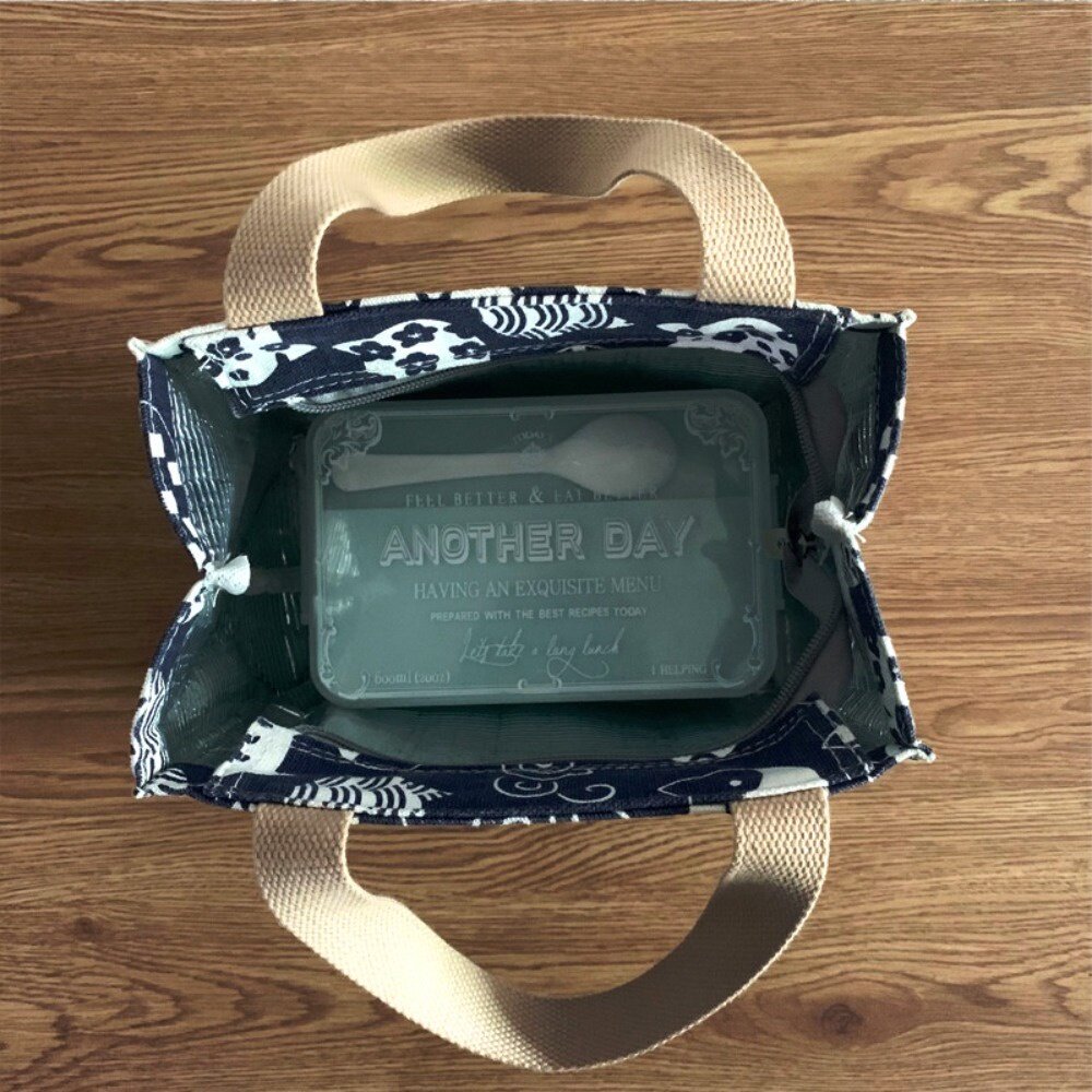 日式帆布保溫提袋 日式保溫手提袋 飯盒袋 午餐包 便當包 學生餐袋 餐袋 午餐袋 送禮-圖片-1