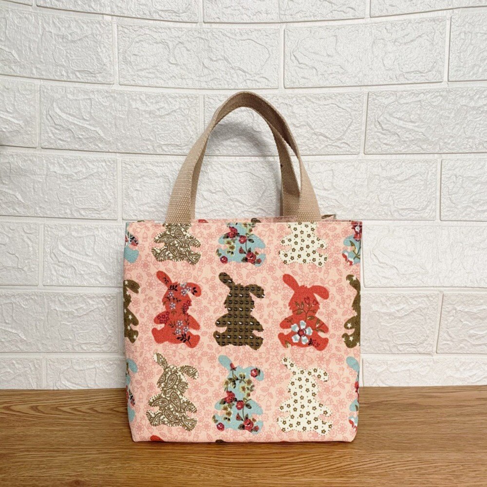 日式帆布保溫提袋 日式保溫手提袋 飯盒袋 午餐包 便當包 學生餐袋 餐袋 午餐袋 送禮-圖片-2