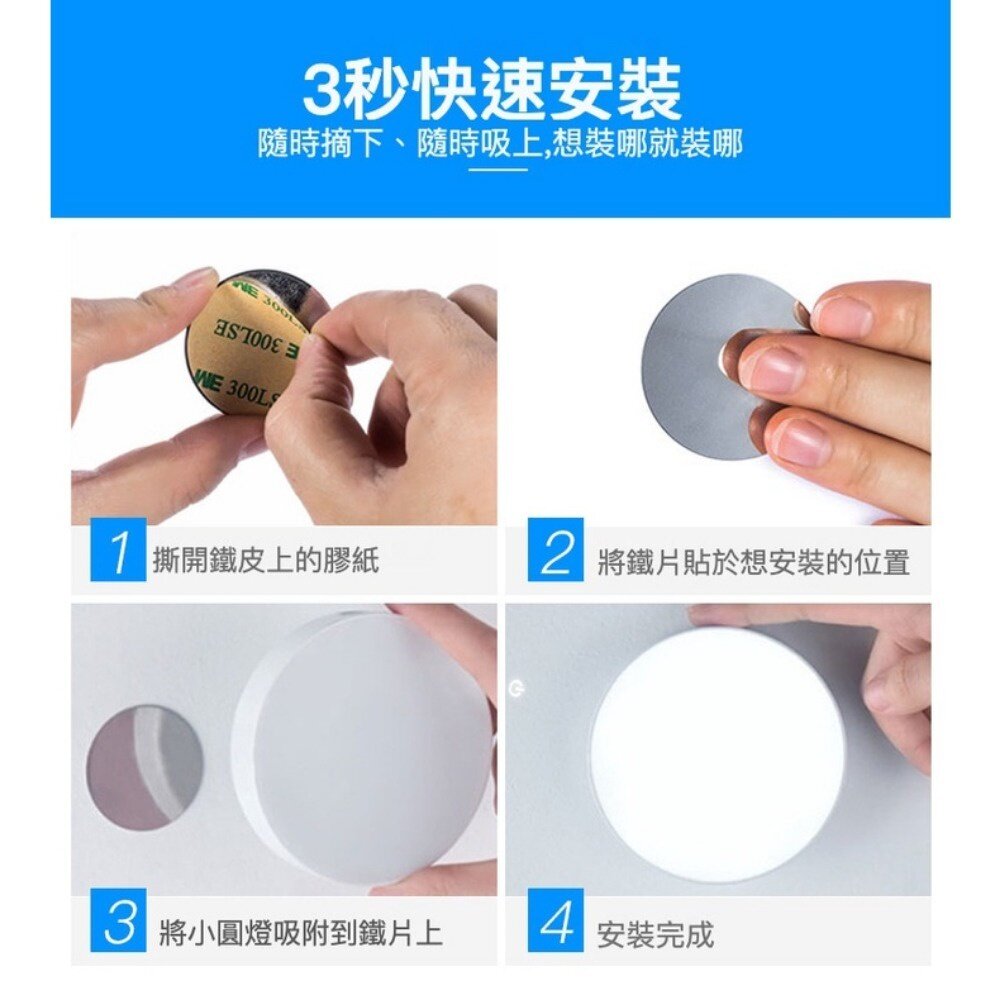 LED感應圓形小夜燈 嬰兒餵奶小夜燈 床頭燈 USB充電 磁吸夜燈 櫥櫃感應燈 送禮-圖片-2