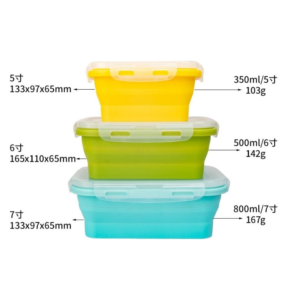 矽膠折疊保鮮盒 折疊餐盒 可微波餐盒 加熱午餐盒 矽膠保鮮盒 餐盒 保鮮盒 水果盒 送禮-圖片-3