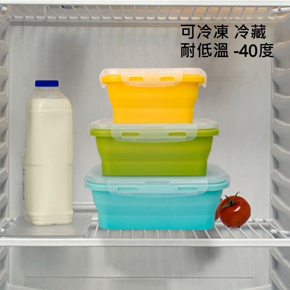 矽膠折疊保鮮盒 折疊餐盒 可微波餐盒 加熱午餐盒 矽膠保鮮盒 餐盒 保鮮盒 水果盒 送禮-圖片-4