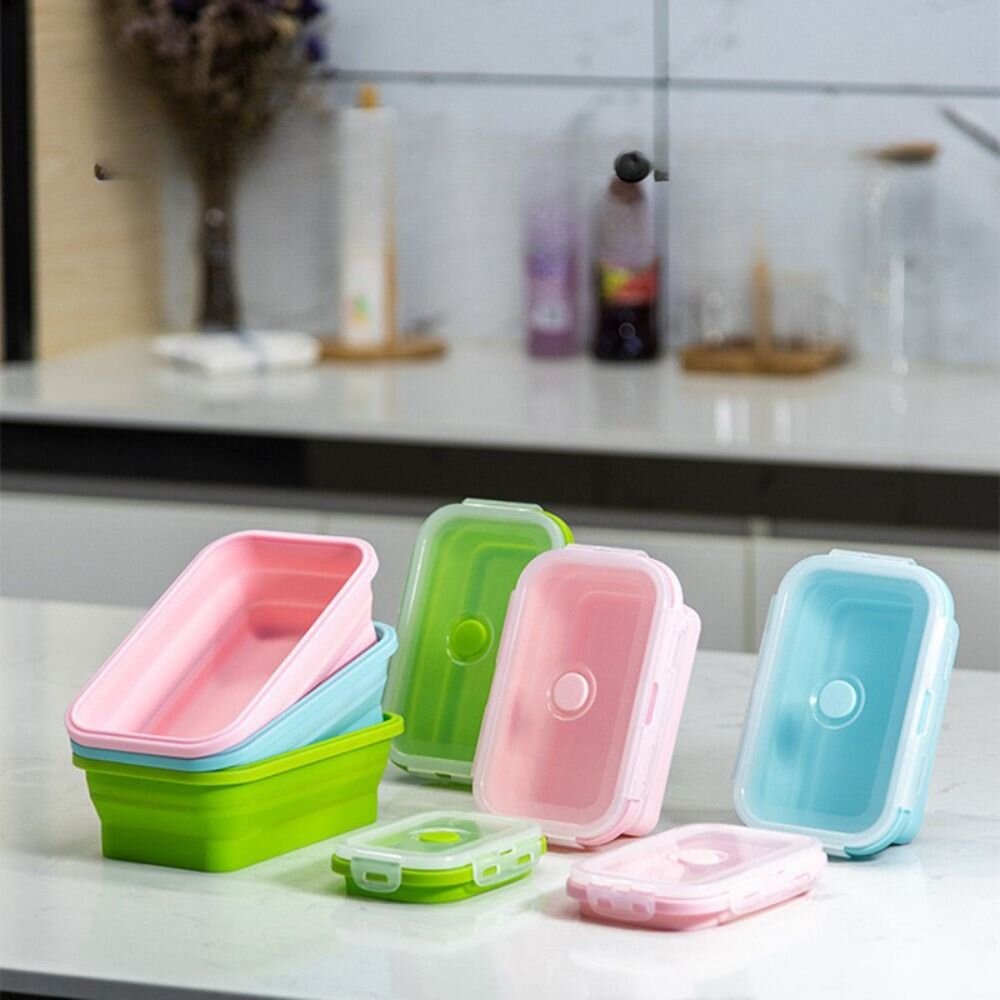 矽膠折疊保鮮盒 折疊餐盒 可微波餐盒 加熱午餐盒 矽膠保鮮盒 餐盒 保鮮盒 水果盒 送禮-圖片-10