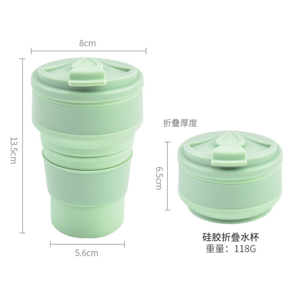 折疊隨行咖啡杯 折疊水杯 伸縮杯 矽膠折疊水杯 隨行杯 糖果色系水杯 禮物 送禮-圖片-3