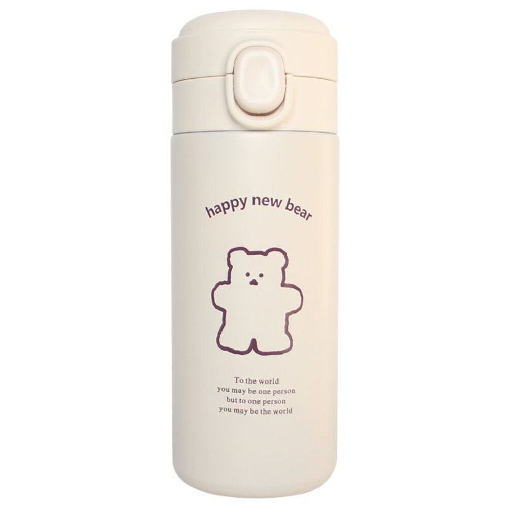 韓風小熊造型保溫瓶 可愛圖案保溫瓶 水瓶 保溫瓶 簡約小熊保溫杯 禮物 送禮-圖片-2