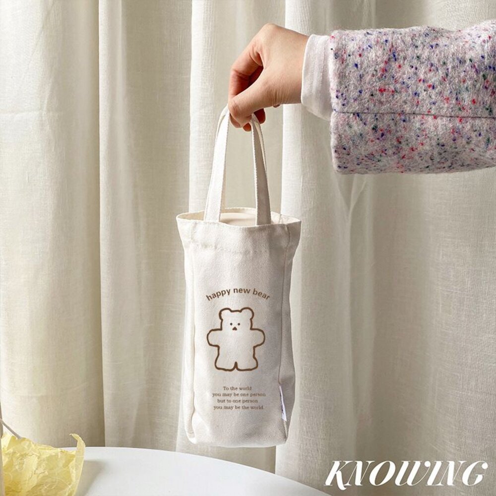 韓風小熊造型保溫瓶 可愛圖案保溫瓶 水瓶 保溫瓶 簡約小熊保溫杯 禮物 送禮-圖片-7