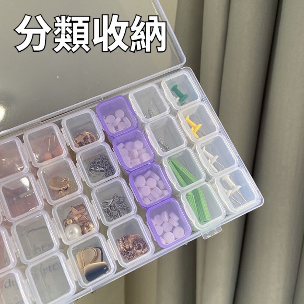 透明多功能收納盒 透明首飾盒 耳釘項鏈耳飾收納盒 耳環整理盒 飾品收納 藥品分類盒 送禮-圖片-3