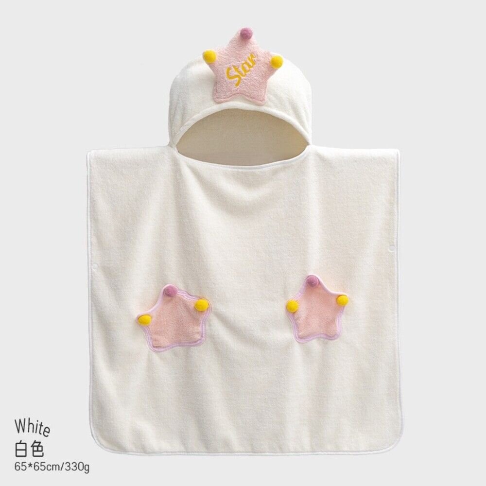 星星兒童斗篷浴巾 珊瑚絨浴巾 披風浴巾 卡通浴巾 寶寶毛巾 游泳浴巾 洗澡浴巾 送禮-圖片-11